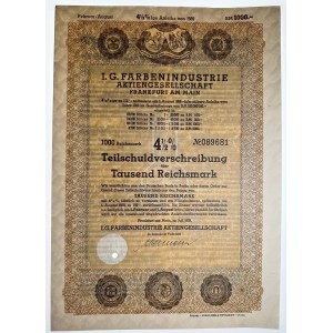 Germany - Weimar Republic I.G. Farbenindustrie Aktiengesellschaft.Frankfurt 1000 Reichsmark 1939