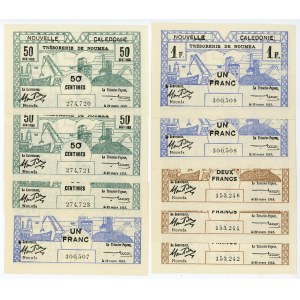 New Caledonia Lot of 9 Banknotes 1943