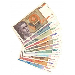 Yugoslavia Lot of 11 Banknotes 1991 - 1994