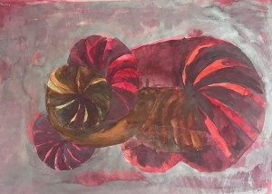Anna Szpakowska-Kujawska, Przemiana, akryl na papierze, 54x38 cm, Vence, 1965
