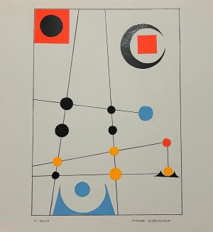 Wanda Golkowska, untitled, ink drawing with collage elements, 32x35 cm, 2005