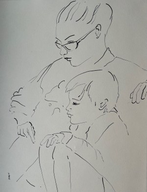 Katarzyna Haber, Children, pen and ink drawing on paper, 41.5x30 cm 2020