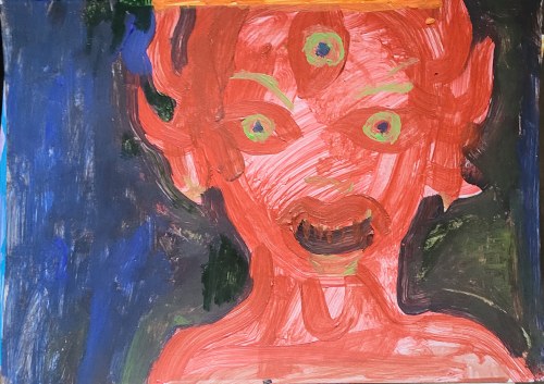 Marcin Rupiewicz, Czerwona Dakini, akryl na papierze, 30x42 cm, 2022
