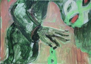 Marcin Rupiewicz, Sowing, acrylic on paper, 30x42 cm, 2022