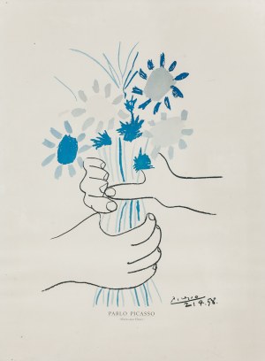 Pablo PICASSO, Hiszpania, XIX/XX w. (1881 - 1973), Dłonie z kwiatami, 1958