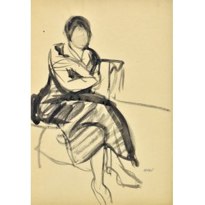 Wojciech WEISS (1875-1950), Sitting horse - Portrait of Reni (?), 1915