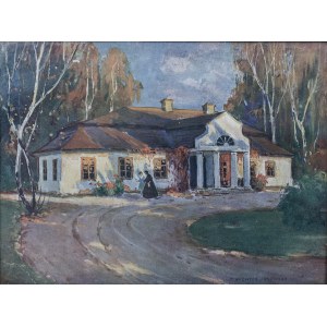 Bronisława RYCHTER-JANOWSKA, 19./20. Jahrhundert. (1868 - 1953), Spaziergang mit ihrer Mutter vor einem Herrenhaus, vor 1920.