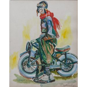 Zygmunt WIERCIAK, Poland, 20th century. (1881 - 1950), Cheerful motorcyclist, 1936.