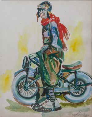 Zygmunt WIERCIAK, Polska, XX w. (1881 - 1950), Pogodny motocyklista, 1936 r.