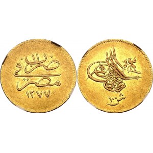 Egypt 100 Qirsh / 1 Pound 1870 AH 1277//11 NGC AU55