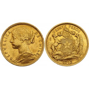 Chile 20 Pesos 1913 So