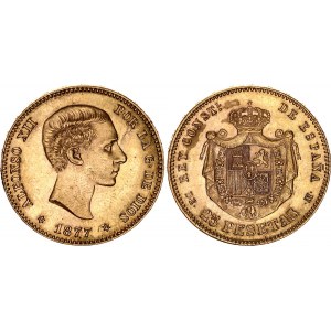 Spain 25 Pesetas 1877 (*1877) DE M