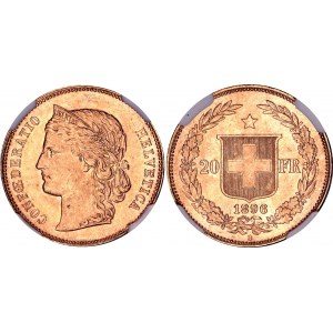 Switzerland 20 Francs 1896 B NGC MS64