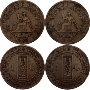 French Indochina 2 x 1 Cent 1885 - 1888 A