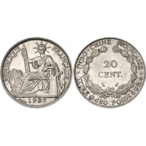 French Indochina 20 Cent 1937
