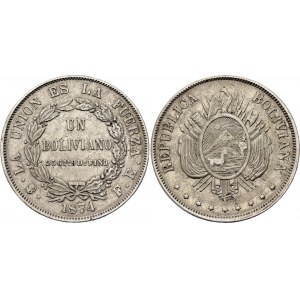 Bolivia 1 Boliviano 1874 PTS FE