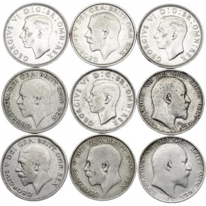 Great Britain 9 x 1 Shilling 1910 - 1946