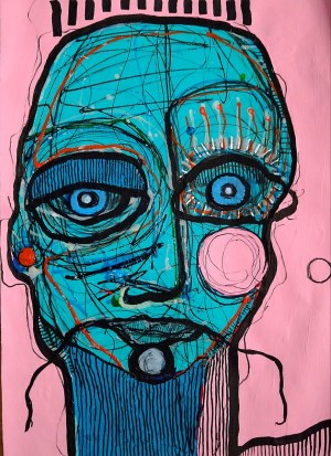 Ewelina LOCHMAN (ur. 1978), Portret na różowo, 2022