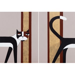 Lukasz Syslo (b. 1993, Wągrowiec), Cat Turned Tail, diptych, 2023