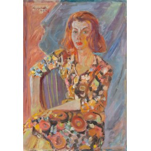 Czesław Rzepiński (1905 Strusów pri Trembowli - 1995 Krakov), Žena v kvetovaných šatách, 1972