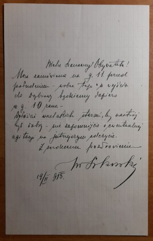 Wladyslaw Sikorski Handwritten letter dated 19.II 1915.