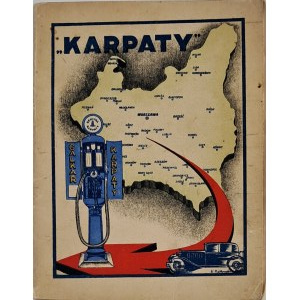 Automapa Polska 1 : 2 000 000 spolu se seznamem čerpacích stanic firmy Karpaty Nakł. Karpaty Sp. z o.o., Lwów [1933].