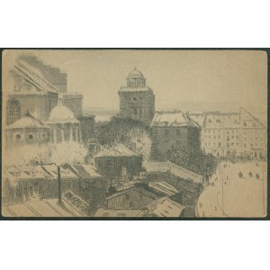 Warschau - [Die St.-Anna-Kirche von der Seite des Nowy Zjazd, Zeichnung von Jablczynski].