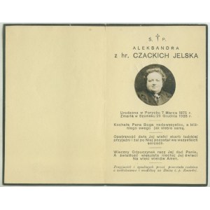 verstorbene Aleksandra geb. hr. Czacki JELSKA +29. Dezember 1928 in Szumsk, Bitte um Gebet für die Anliegen der Verstorbenen