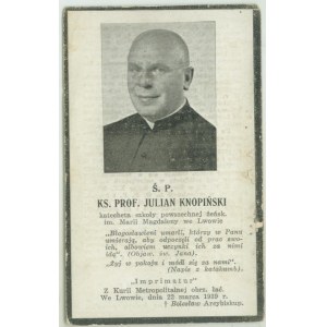Pfarrer Prof. Julian KNOPIŃSKI + Februar 1939 Lviv, Gedenkdruck