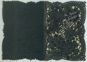 Carte de condoléances, 17x12 cm, couverture : plastique, intérieur : papier, Allemagne début 20e siècle.