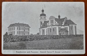 Krzyżkowice bei Pszów, Herz-Jesu-Kirche und Pfarrhaus.