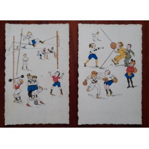 Sports for fun.Two postcards.