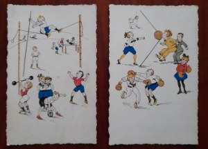 Sports for fun.Two postcards.
