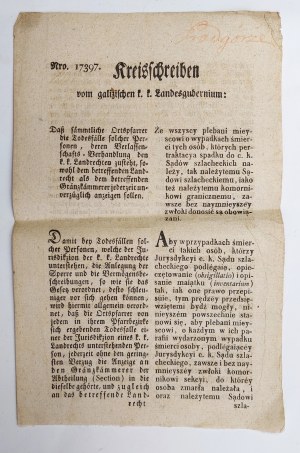 [Galicja] 1823, Rozporządzenie w sprawie śmierci osób