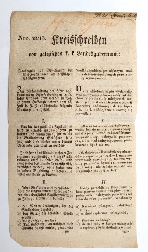 [Galicia] 1829, Requirements for clergy fees