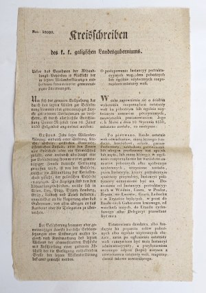 [Galizia] 1836, Decreto sulla rigorosa esecuzione delle dichiarazioni di ultima volontà