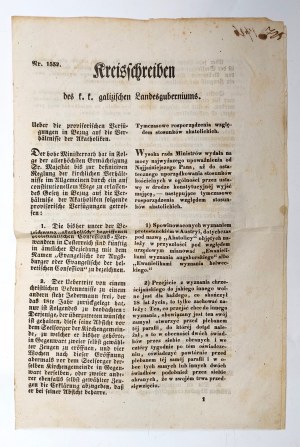 [Galicja] 1849, Tymczasowe rozporządzenia względem stosunków akatolickich x 2