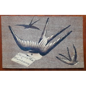 Souvenir aus Warschau - Postkarte auf Sperrholz