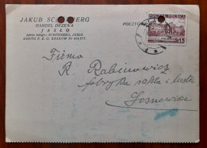 Jaslo, commerce du bois Jakub Sci....reg, carte postale publicitaire.