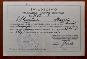 Certificato di distintivo sportivo statale n. 3452 /1935.