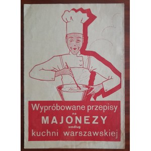 Publicité sur les recettes de mayonnaise selon la cuisine de Varsovie.