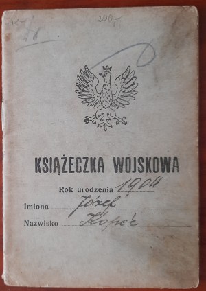 Książeczka wojskowa na nazwisko Józef Kopeć