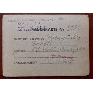 Opoczno.Smoker's card for issuance of tobacco
