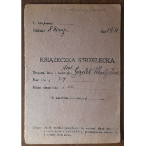 Książeczka strzelecka na nazwisko Gądek Władysław na rok 1931.