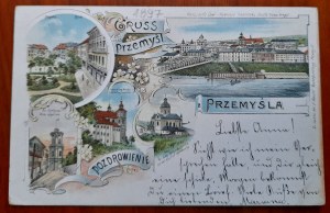 Przemyśl.Gruss Przemyśl.Greetings from Przemyśl.Pět pohledů (litografie)