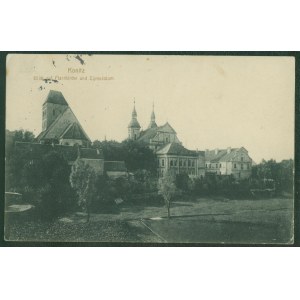 Chojnice - Konitz, vue sur l'église paroissiale et le gymnase, Graph. Verl.-Anstalt GmbH, Breslau