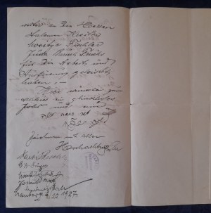 Brief, unterzeichnet von der Großen Synagoge von Lemberg