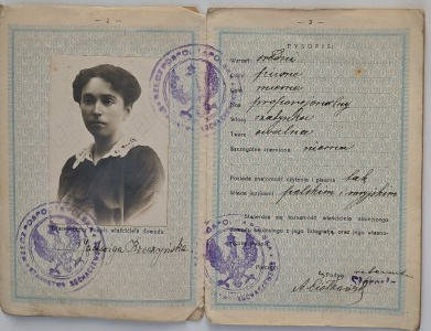 Personalausweis von Jadwiga Kreczyńska, geboren am 5. April 1884 in Warschau, Lehrerin