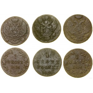 Poľsko, sada: 3 x 1 groš, 1834, 1835, 1836, Varšava