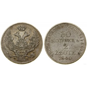 Poland, 30 kopecks = 2 zlotys, 1840 MW, Warsaw